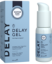 "Mister Size Delay Gel" dėžutė ir buteliukas su pompa
